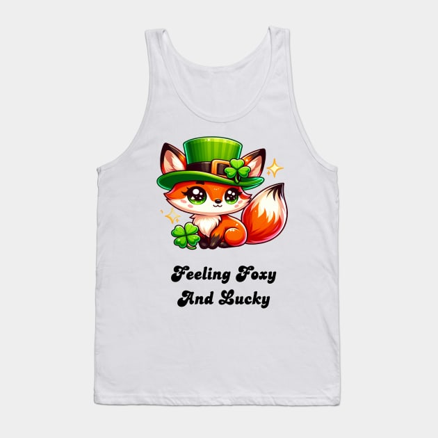 St. Patrick's Day Fox - Feeling Foxy and Lucky Tank Top by FoxSplatter